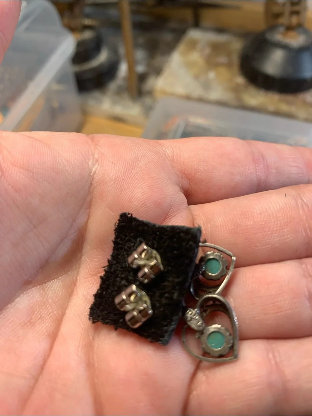 Sterling silver turquoise heart earrings